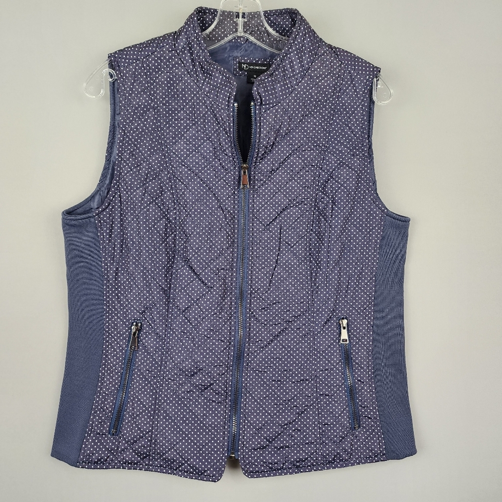 New Directions Blue Windbreaker Jackey Polkadot Womens Sz Medium